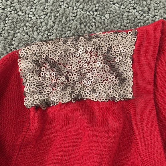 Red Merona Cardigan with Sequins shoulders - Picture 2 of 4